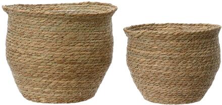 Decoris Bloempot Rush 2-delig bruin