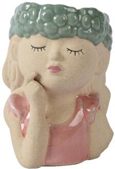 Decoris Bloempot Vrouw h10,6 groen/roze