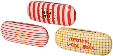 Decoris Brillenkoker met tekst 6x4x16,5cm verschillende