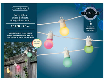 Decoris Buiten feestverlichting lichtsnoer gekleurde lampbolletjes 950cm Multi