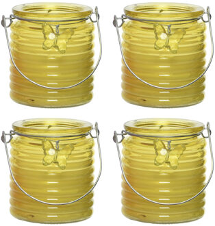 Decoris Citronella kaars - 10x - in windlicht - geel - 20 branduren - citrusgeur