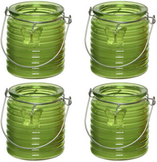 Decoris Citronella kaars - 10x - in windlicht - groen - 20 branduren - citrusgeur
