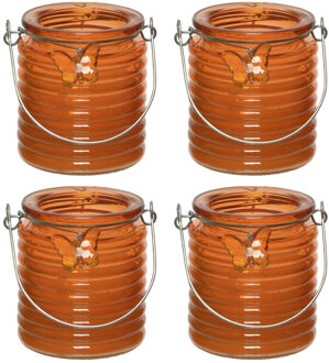 Decoris Citronella kaars - 10x - in windlicht - oranje - 20 branduren - citrusgeur