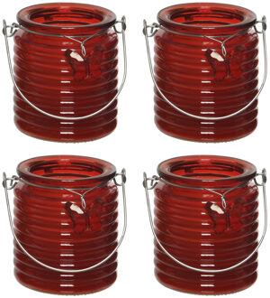 Decoris Citronella kaars - 10x - in windlicht - rood - 20 branduren - citrusgeur