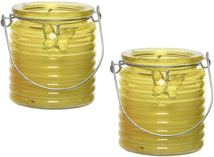 Decoris Citronella kaars - 5x - in windlicht - geel - 20 branduren - citrusgeur