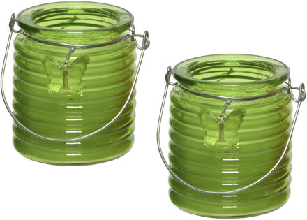 Decoris Citronella kaars - 5x - in windlicht - groen - 20 branduren - citrusgeur