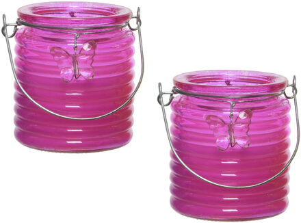 Decoris Citronella kaars - 5x - in windlicht - roze - 20 branduren - citrusgeur