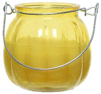 Decoris Citronella kaars - glas - geel - 15 branduren - D8 x H8 cm - geurkaarsen