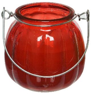 Decoris Citronella kaars - glas - rood - 15 branduren - D8 x H8 cm - geurkaarsen