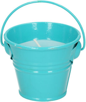 Decoris Citronella kaarsen - in zink potje - set 3x - blauw - 5 branduren