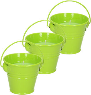 Decoris Citronella kaarsen - in zink potje - set 3x - groen - 5 branduren