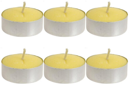 Decoris Citronella waxinelichtjes/theelichtjes - 6x - geel - citrusgeur - anti mug - geurkaars