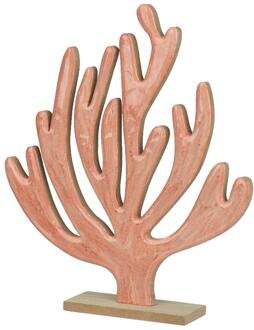 Decoris Deco Koraal op voet hout 5x24x27,5cm bruin
