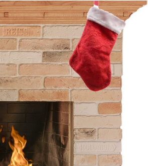 Decoris Decoratie kerstsok rood pluche 40 cm kerstversiering