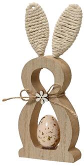 Decoris Decoratie Konijn hout 2x7x18cm bruin