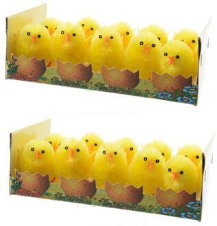 Decoris Decoratie mini kuikentjes - 20x stuks - geel - 5 cm - Paaskuikentjes - Paasdecoratie