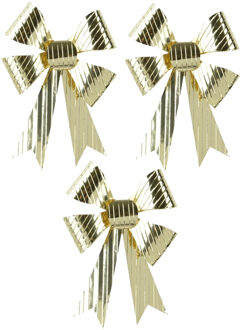 Decoris Decoratie strikken - 3x st - goud - 14 x 10 cm - strikjes
