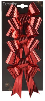 Decoris Decoratie strikken - 3x st - rood - 14 x 10 cm - strikjes