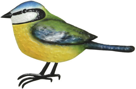Decoris Decoratie vogel/muurvogel Pimpelmees voor in de tuin 38 cm