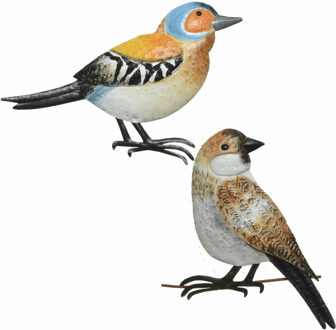 Decoris Decoratie vogels/muurvogels Vink en Mus voor in de tuin 38 cm - Tuinbeelden Multikleur