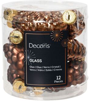 Decoris denappel glas d2.5h6 cm esprss 12st kerst Bruin