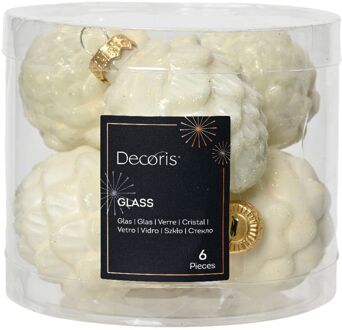 Decoris denappel glas d5h7 cm wlwt ass 6st kerst Wit