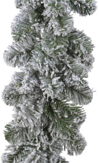 Decoris Dennenslinger guirlande - groen met sneeuw - kunststof - 270 cm