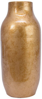 Decoris Design Bloemenvaas Terracotta - goud - 22 x 50 cm - unieke glazuurlook