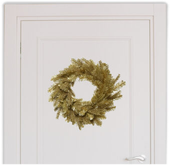 Decoris Deurkrans/kerstkrans goud met glitters D50 cm