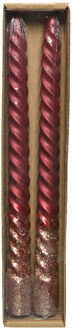 Decoris Dinerkaars Swirl Ossenbloed Glitter 25cm 2 Stuks rood