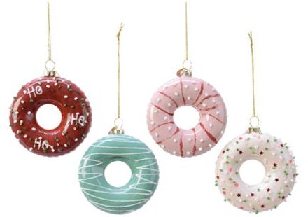 Decoris Donut glas l2.5b8h8.5 cm multi a4 kerst