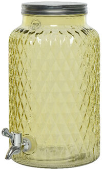 Decoris Drankdispenser/limonadetap met kraantje - glas - 5,5L - geel
