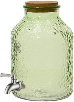 Decoris Drankdispenser/limonadetap met kraantje - glas - 8,5L - lichtgroen