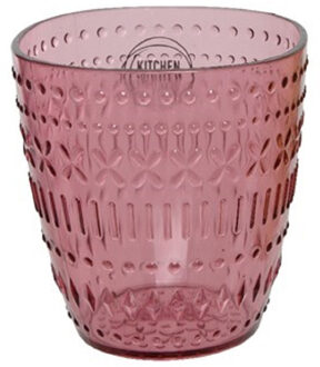 Decoris Drinkglas/beker - kunststof - 250 ml - roze - Drinkglazen