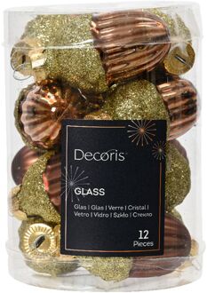 Decoris Eikel glas d3h4 cm espresso ass 12st kerst