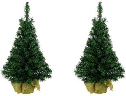 Decoris Everlands Imperial pine mini kerstboom - 2x - groen - H35 cm - in zak - kunstboom - kunst miniboompj