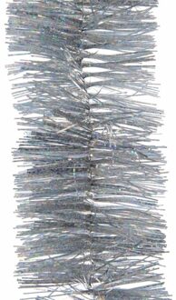 Decoris Feestversiering folie slinger glitter zilver 7,5 x 270 cm kunststof/plastic feestversiering
