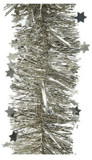 Decoris Feestversiering folie slinger sterretjes zilveren 10 x 270 cm kunststof/plastic feestversiering