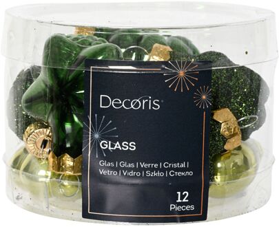 Decoris Figuur glas l2b4h4 cm groen ass 12st kerst