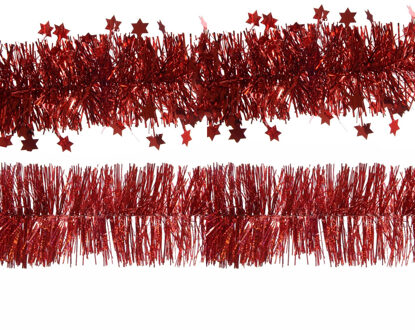 Decoris folie kerstslingers 2x stuks - rood - kunststof - 270 cm - Kerstslingers