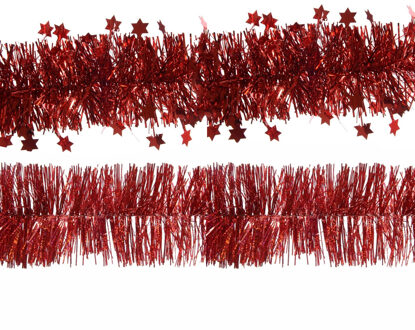 Decoris folie kerstslingers 2x stuks - rood - kunststof - 270 cm