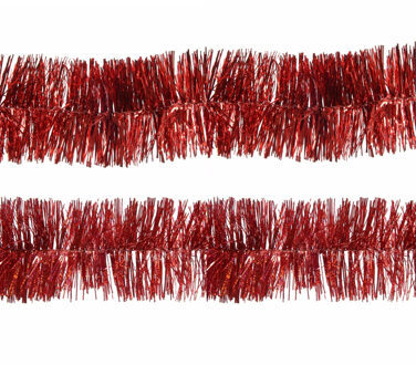 Decoris folie kerstslingers 4x stuks - rood - kunststof - 270 cm