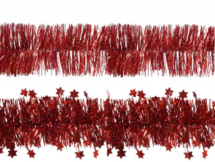 Decoris folie kerstslingers 4x stuks - rood - kunststof - 270 cm