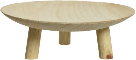 Decoris Fruitschaal - op voet - paulownia hout - 30 x 10 cm - stijlvolle fruitmand