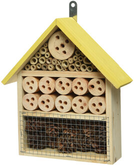 Decoris Geel insectenhotel huisje 29 cm