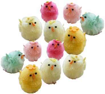 Decoris gekleurde paaskuikentjes - 4 cm - 24x stuks - Paasversiering / Paasdecoratie - kuiken minies