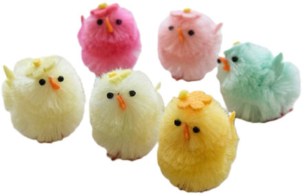Decoris gekleurde paaskuikentjes - 4 cm - 6x stuks - Paasversiering / Paasdecoratie - kuiken minies