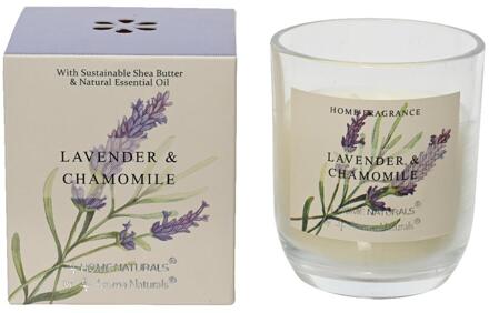 Decoris Geurkaars in glas Lavendel h9cm wit