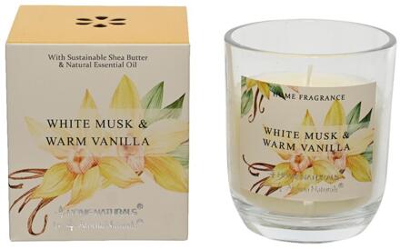 Decoris Geurkaars Musk/Vanille h9cm wit