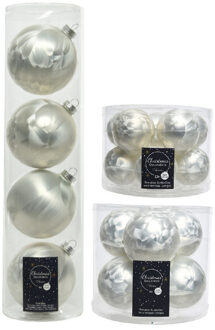 Decoris Glazen kerstballen pakket ijslak wit glans/mat 26x stuks diverse maten